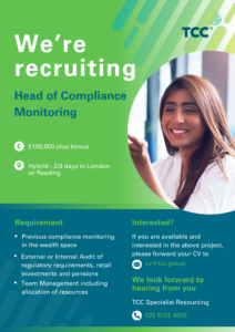 TCC Head of Compliance Monitoring role